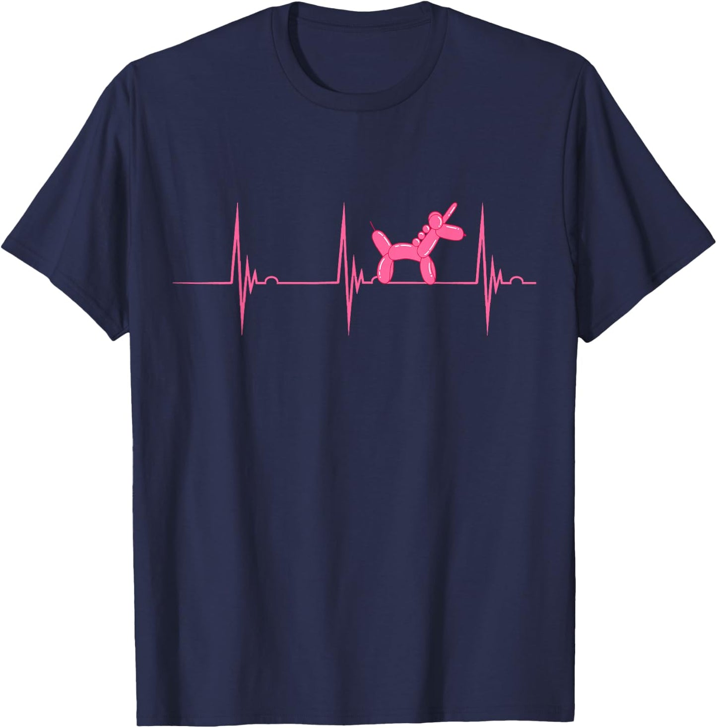 Amazing Balloon Benders Twisting Animals Balloon Artist Heartbeat EKG Pulse Unicorn Animal - Women's, Black, Small, Short Sleeve T-Shirt - T-Shirt | Navy