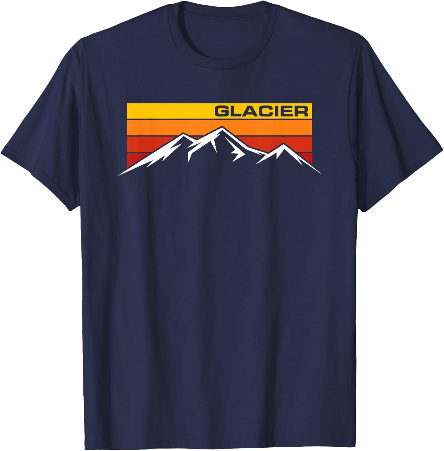 Glacier National Park Retro Mountain Line Hiking Souvenir T-Shirt - T-Shirt | Navy