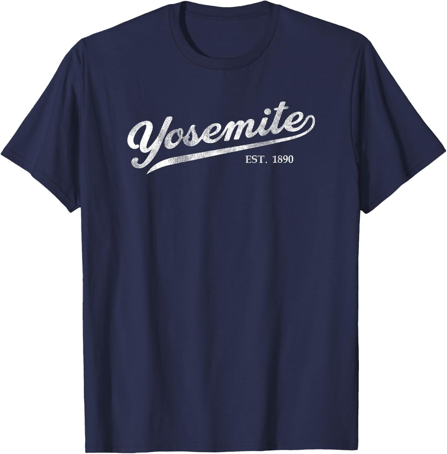 Retro Yosemite Vacation Souvenir Vintage Cursive Script T-Shirt - T-Shirt | Navy