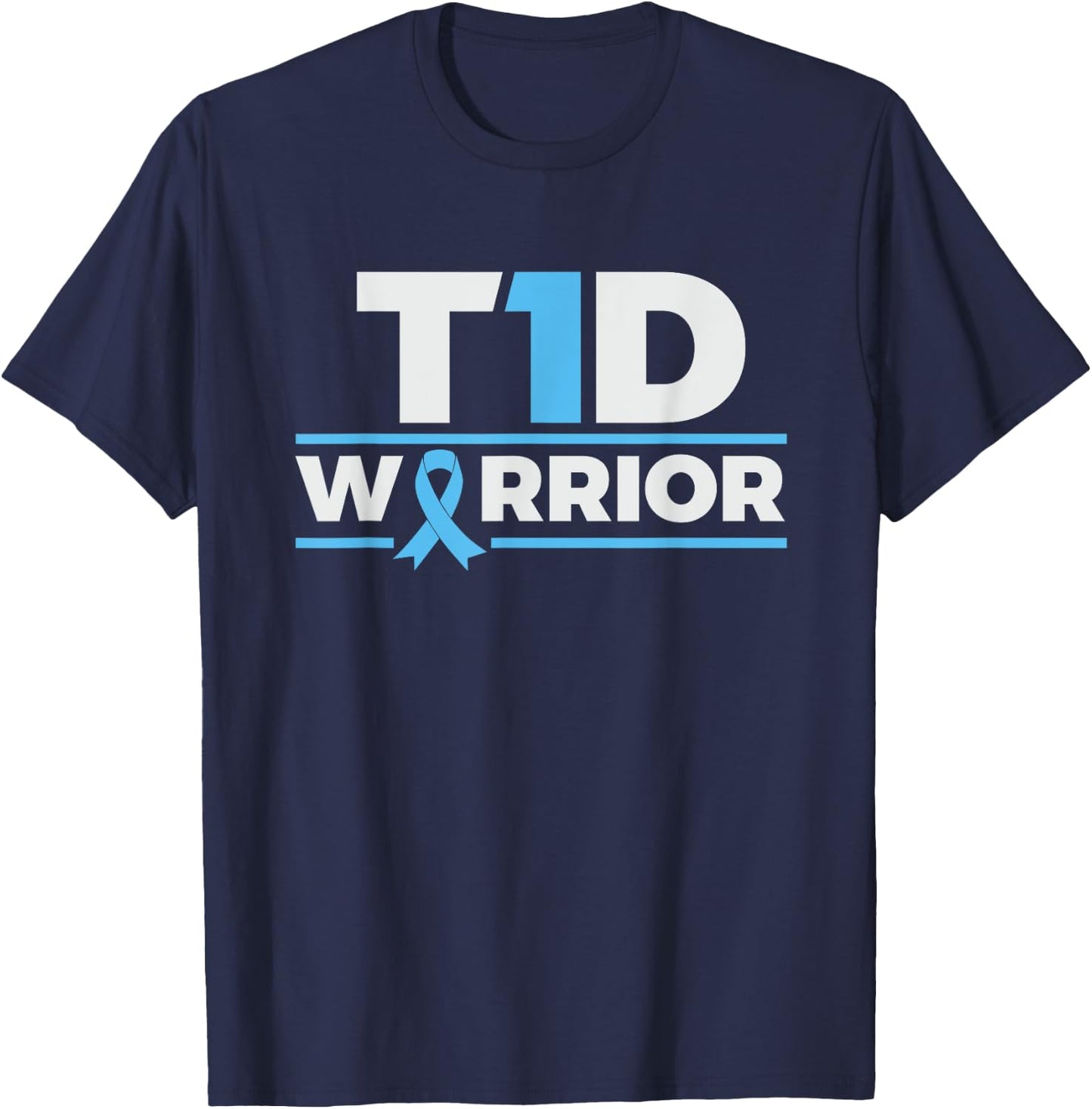 T1D Warrior - Type 1 Diabetes Awareness Diabetic T-Shirt - T-Shirt | Navy