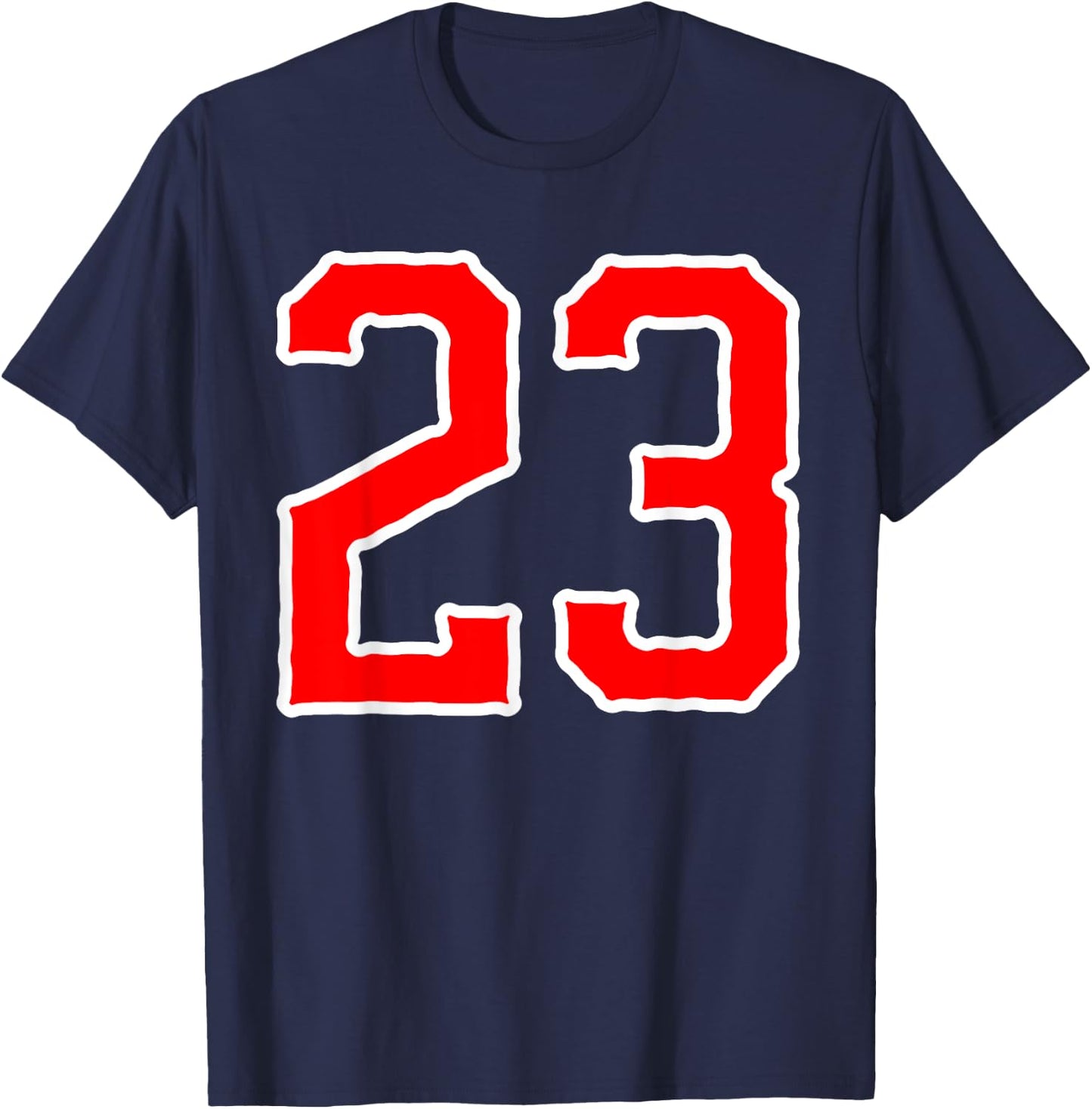 Number #23 White Red Sports Team Number 23 T-Shirt - T-Shirt | Navy
