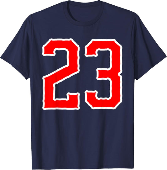 Number #23 White Red Sports Team Number 23 T-Shirt - T-Shirt | Navy