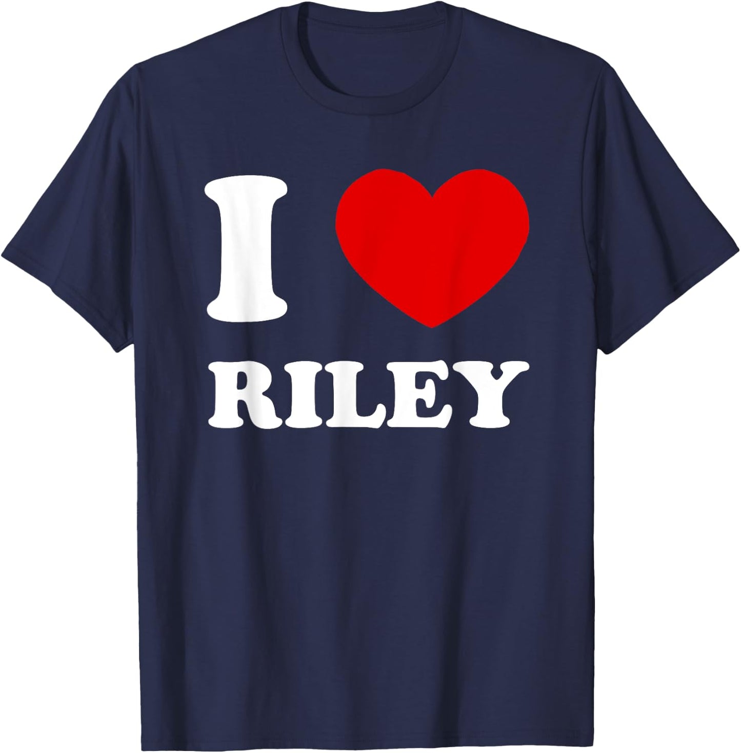 I Love Riley by Foxio -Adults Black Small Modern Lightweight Classic Fit Short Sleeve Letter Print T-Shirt - T-Shirt | Navy