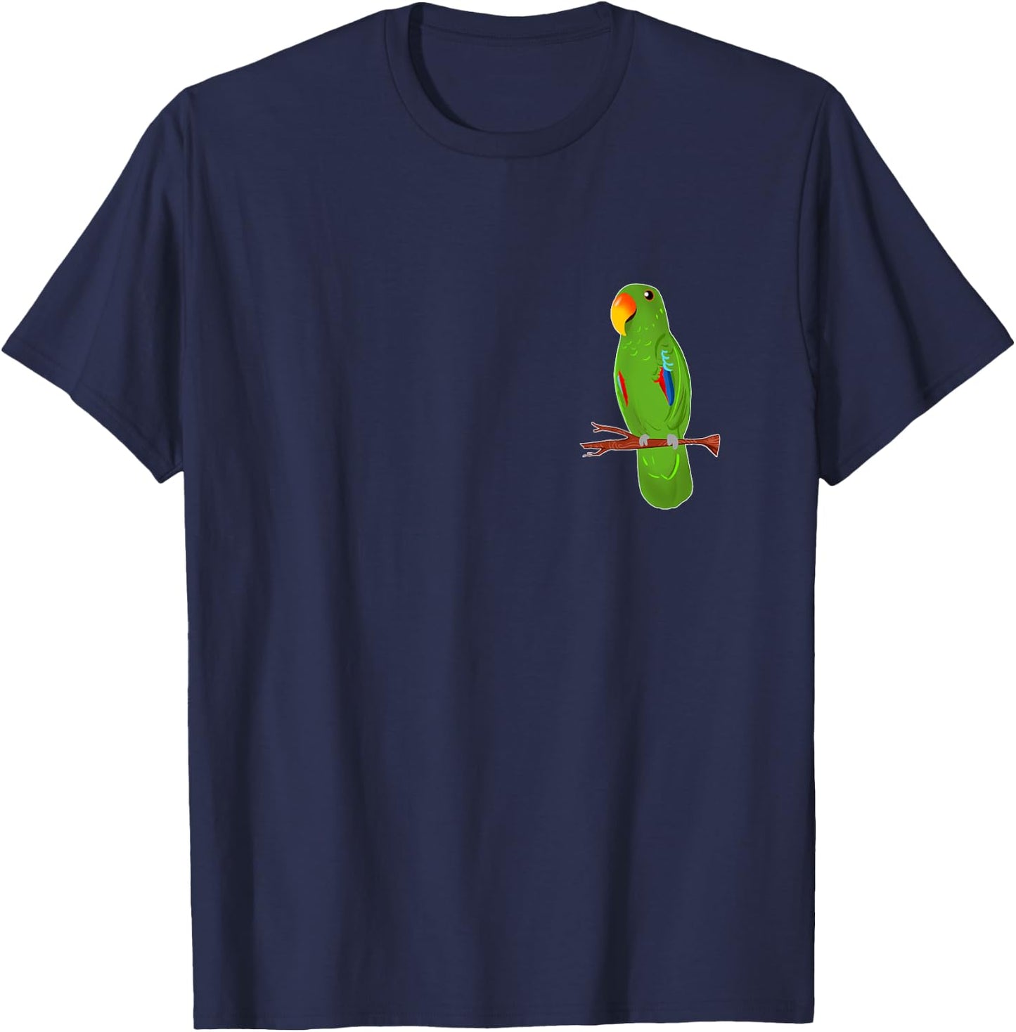 Green Eclectus Parrot Cute Drawing T-Shirt - T-Shirt | Navy