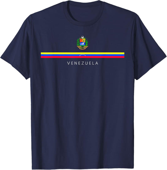 Venezuela National Flag Crest Logo Venezuelan Heritage Roots T-Shirt - T-Shirt | Navy