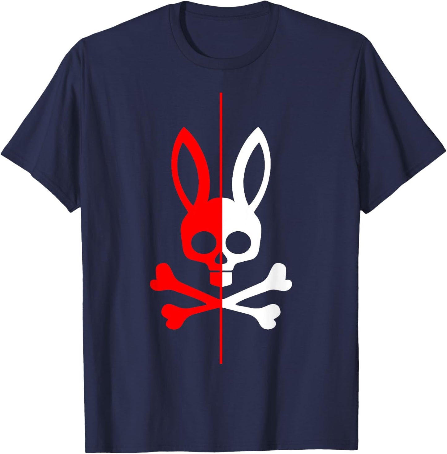 Scary Skull And Crossbones Bad Rabbit Horror Bunny Halloween T-Shirt - T-Shirt | Navy