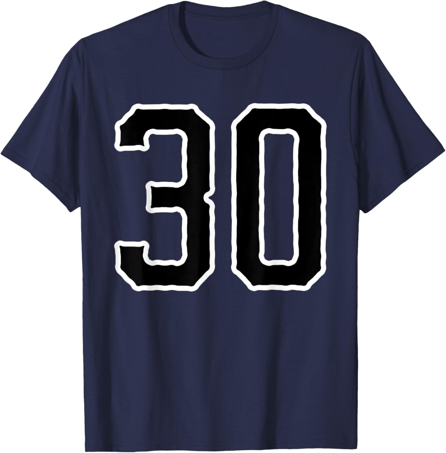 Jersey #30 White Black Sports Team Jersey Number 30 T-Shirt - T-Shirt | Navy