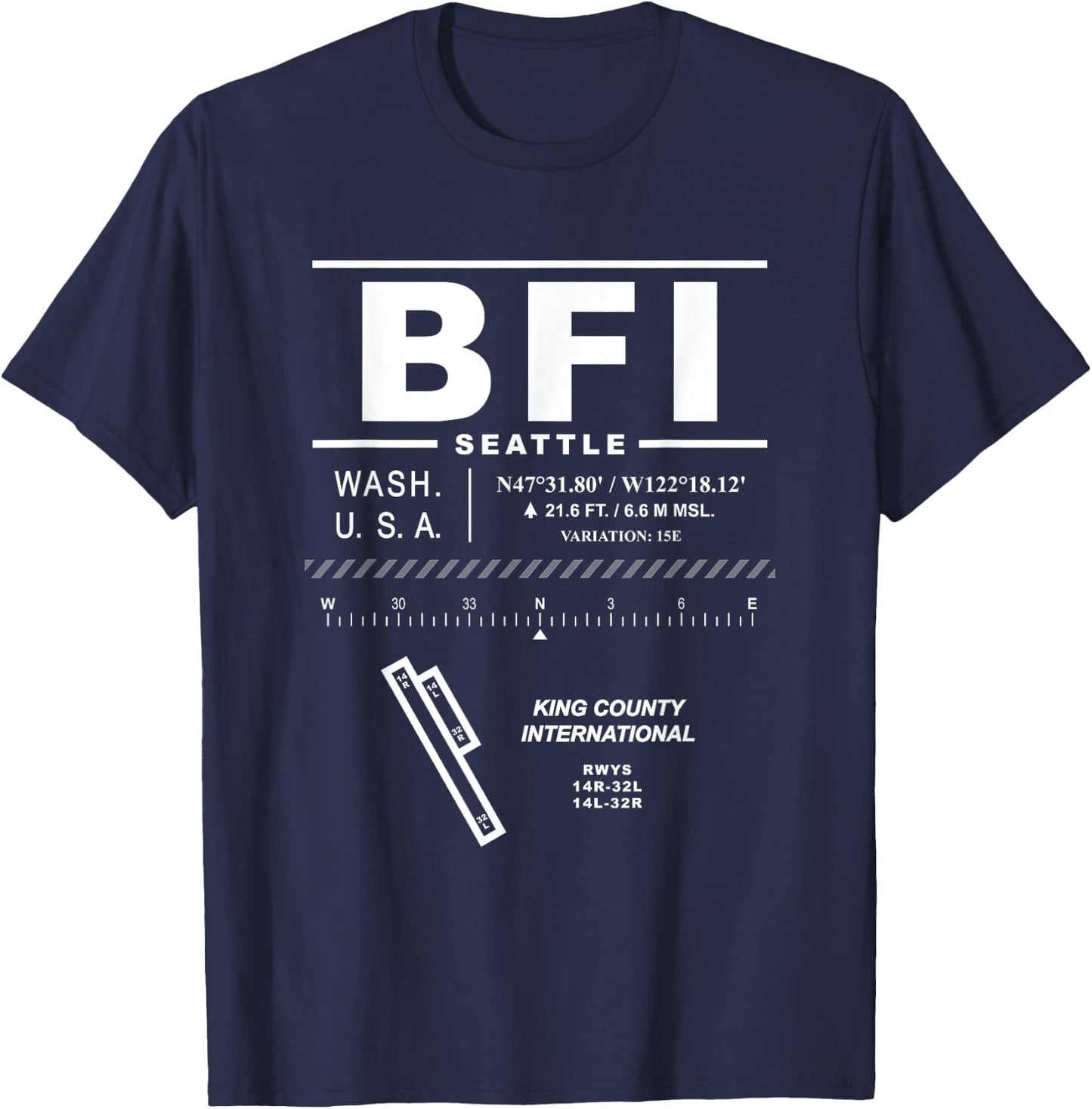 King County International Airport Seattle Washington BFI T-Shirt - T-Shirt | Navy