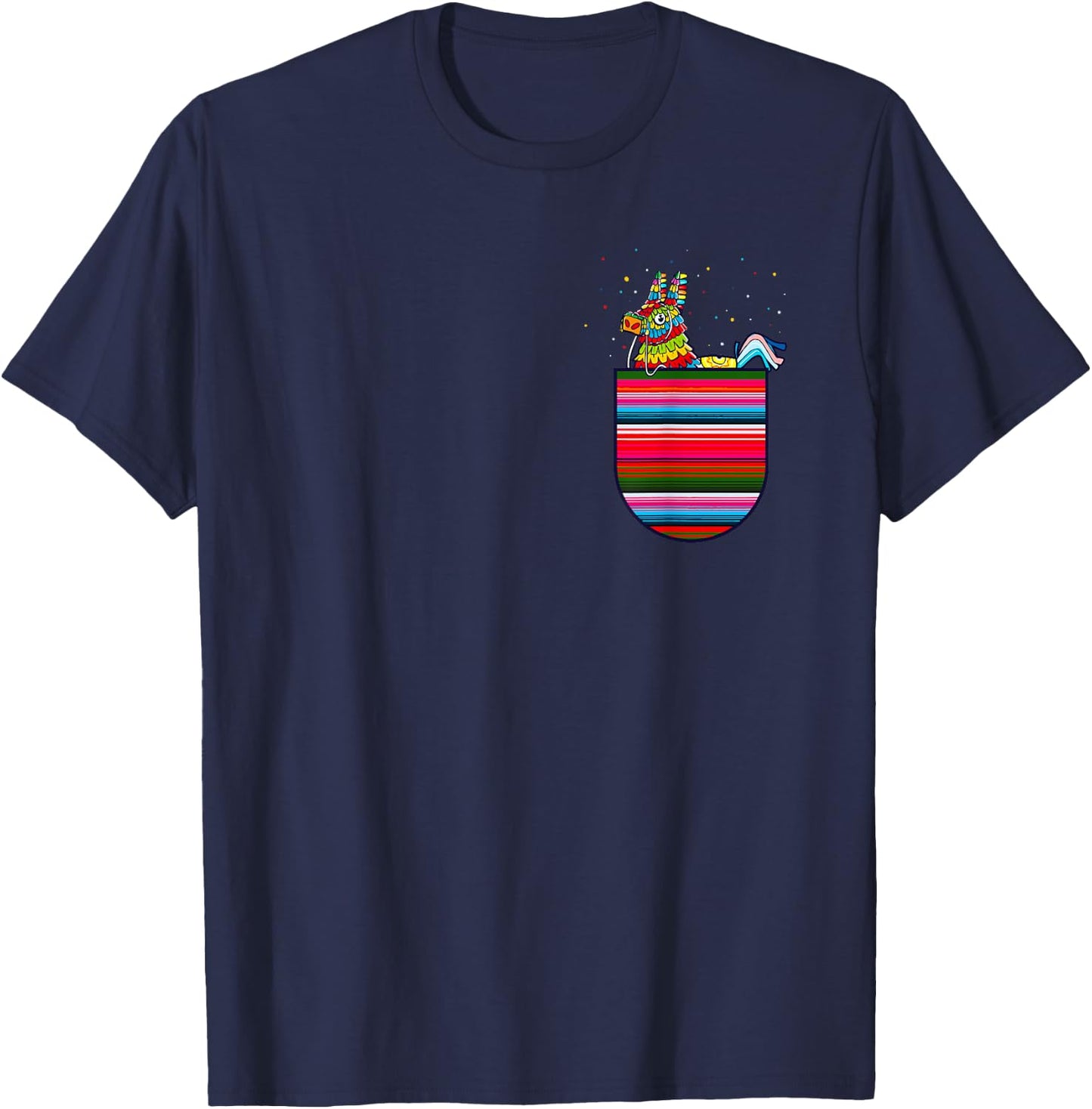 Serape Pocket Pinata Mexican Fiesta Cinco De Mayo T-Shirt - T-Shirt | Navy