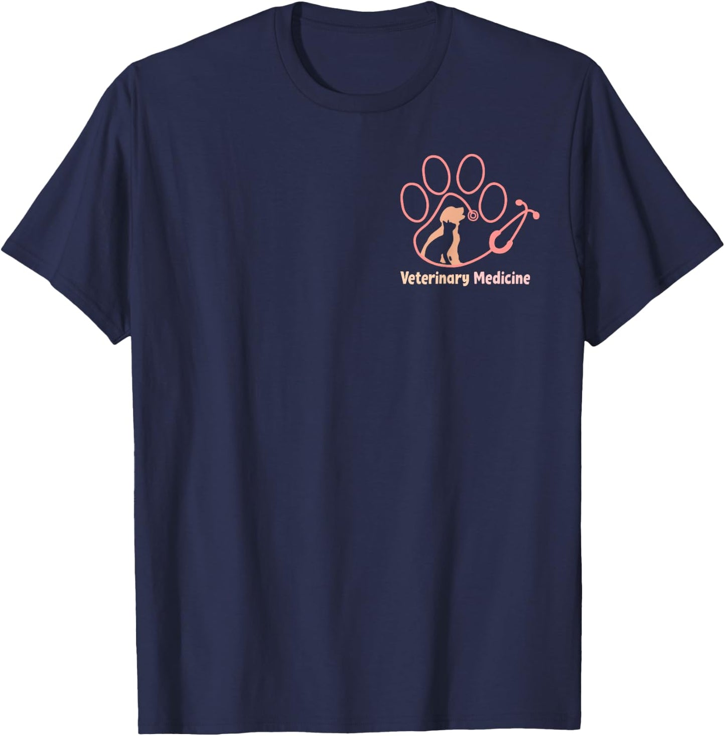 Veterinary Medicine Veterinarian Funny Vet Tech - Two Sided T-Shirt - T-Shirt | Navy