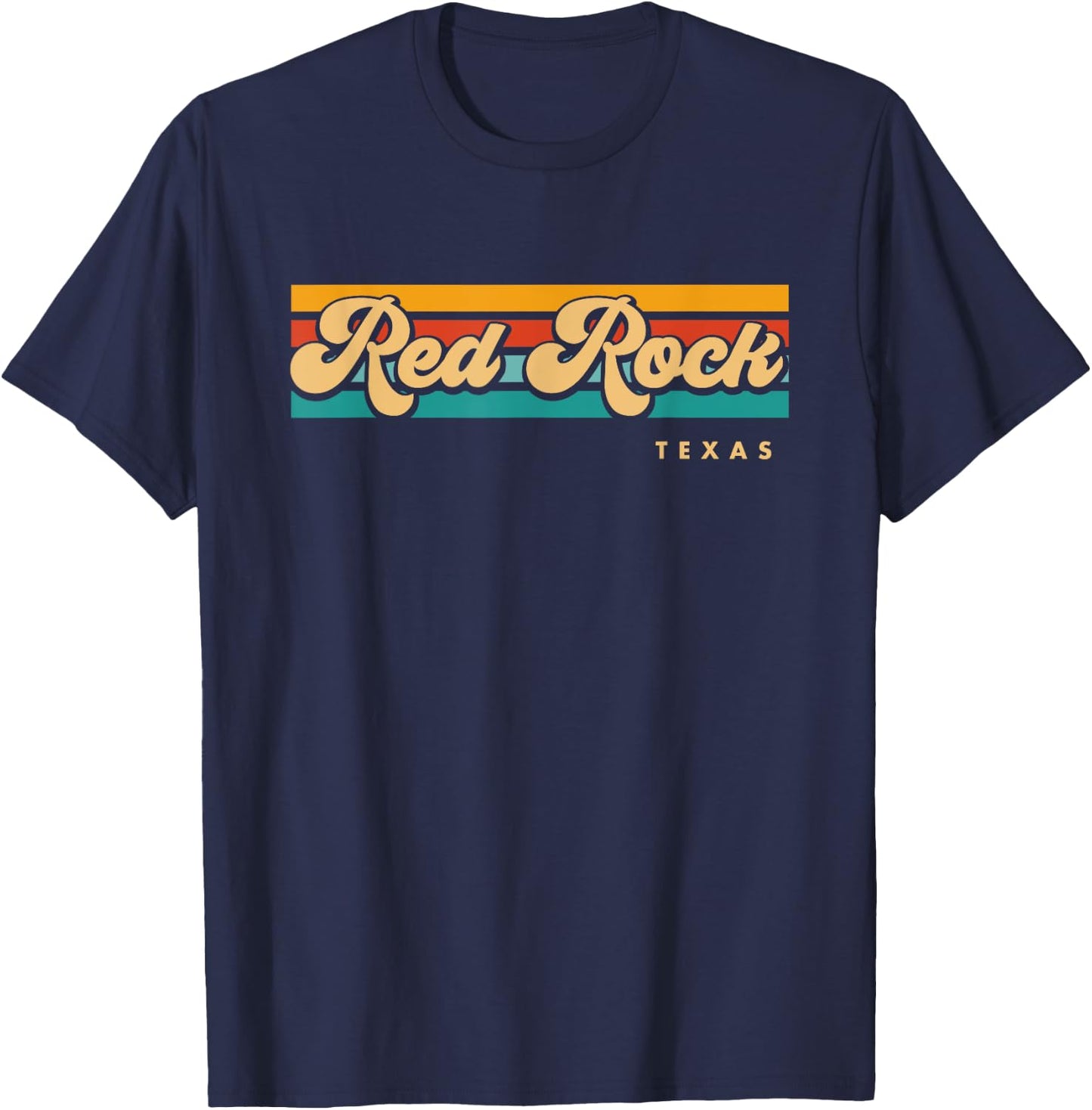Vintage Sunset Stripes Red Rock, Texas T-Shirt - T-Shirt | Navy