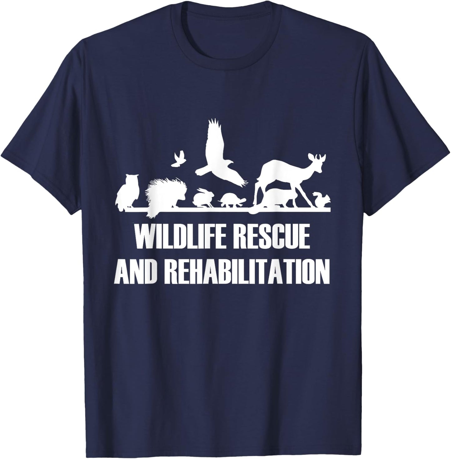 Wildlife Rescue Quotes Black -Adults , Small, Short Sleeve T-Shirt - T-Shirt | Navy