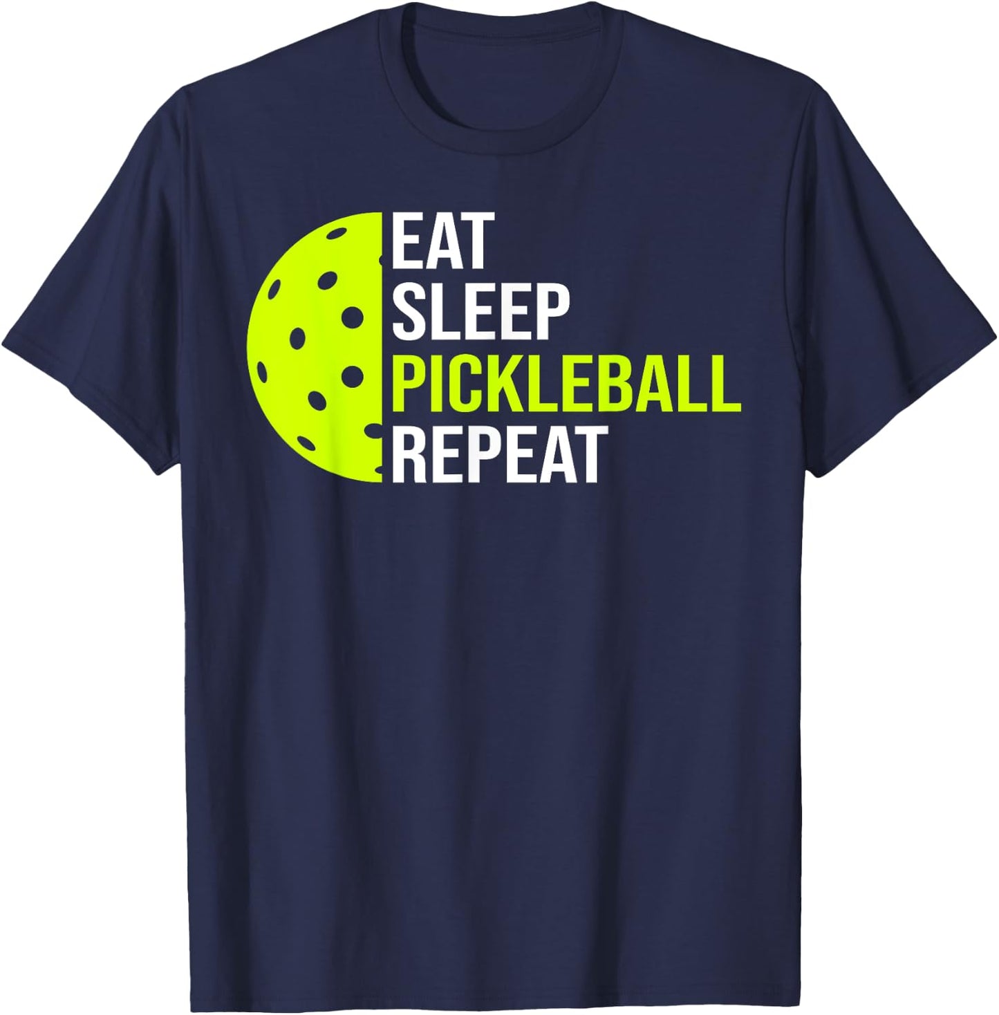 Eat Sleep Pickleball Repeat Player Cool Pickleball Coach T-Shirt - T-Shirt | Navy