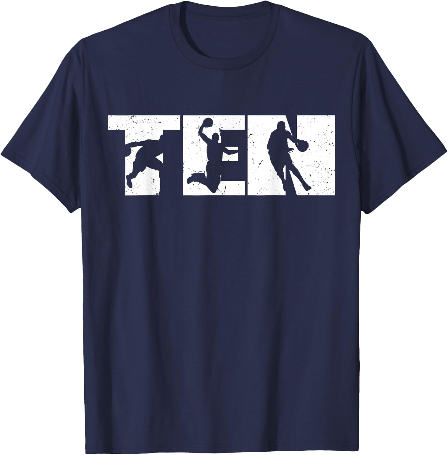 10th Birthday Retro Basketball 10 Years Old Boy Girl T-Shirt - T-Shirt | Navy