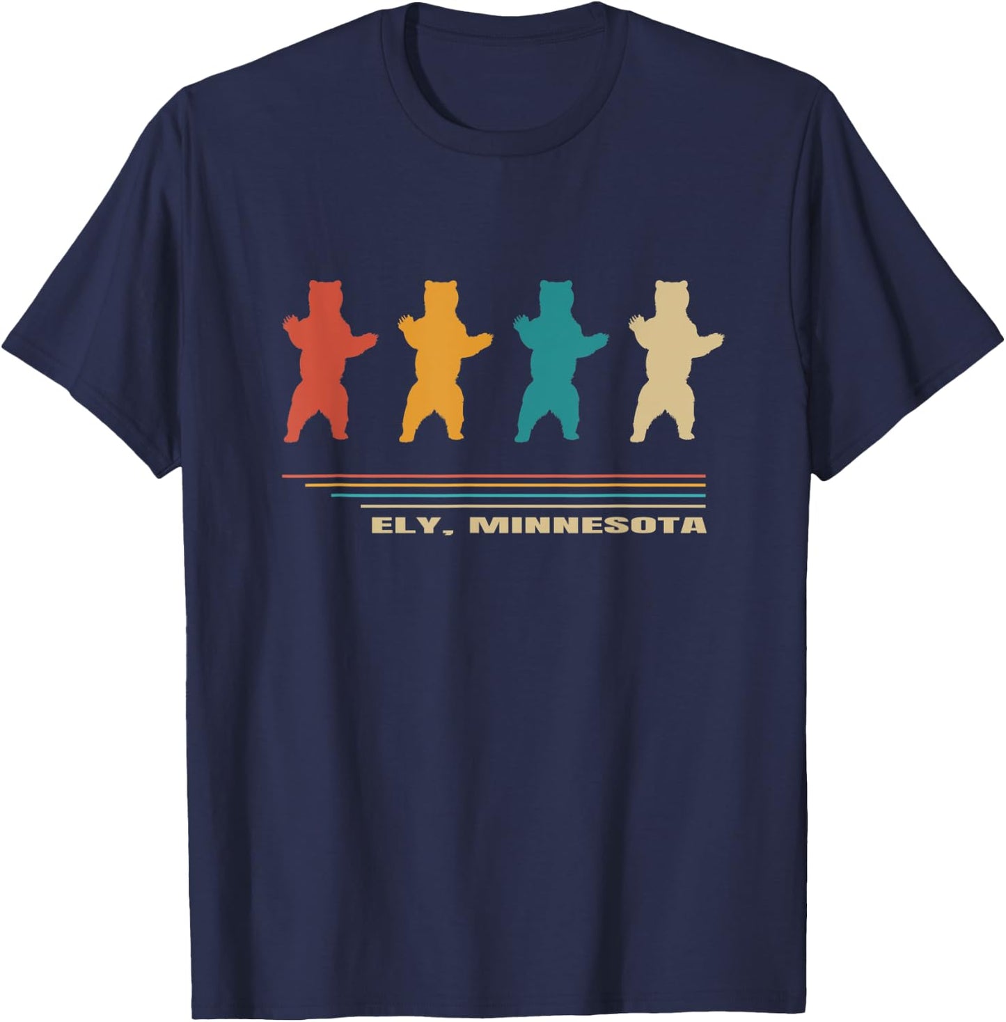 Ely Minnesota Vintage Bear MN Home State Hike Retro Camp 80s T-Shirt - T-Shirt | Navy