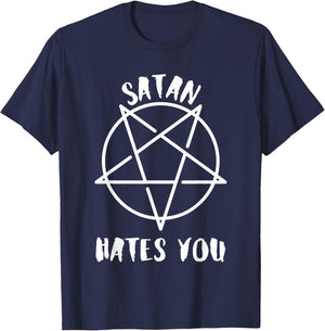 Satan Hates You Five Pointed Star T-Shirt - T-Shirt | Navy
