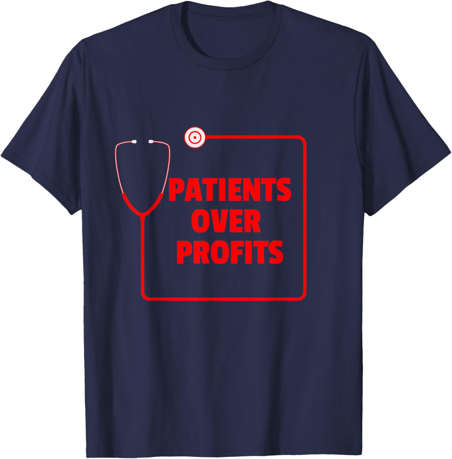 Nurse Strike, Patients over Profits T-Shirt - T-Shirt | Navy