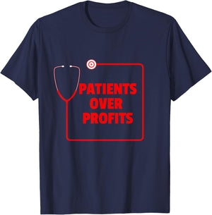 Nurse Strike, Patients over Profits T-Shirt - T-Shirt | Navy