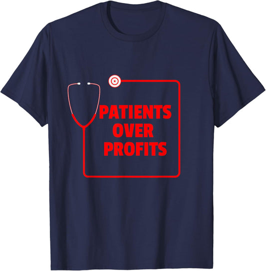Nurse Strike, Patients over Profits T-Shirt - T-Shirt | Navy
