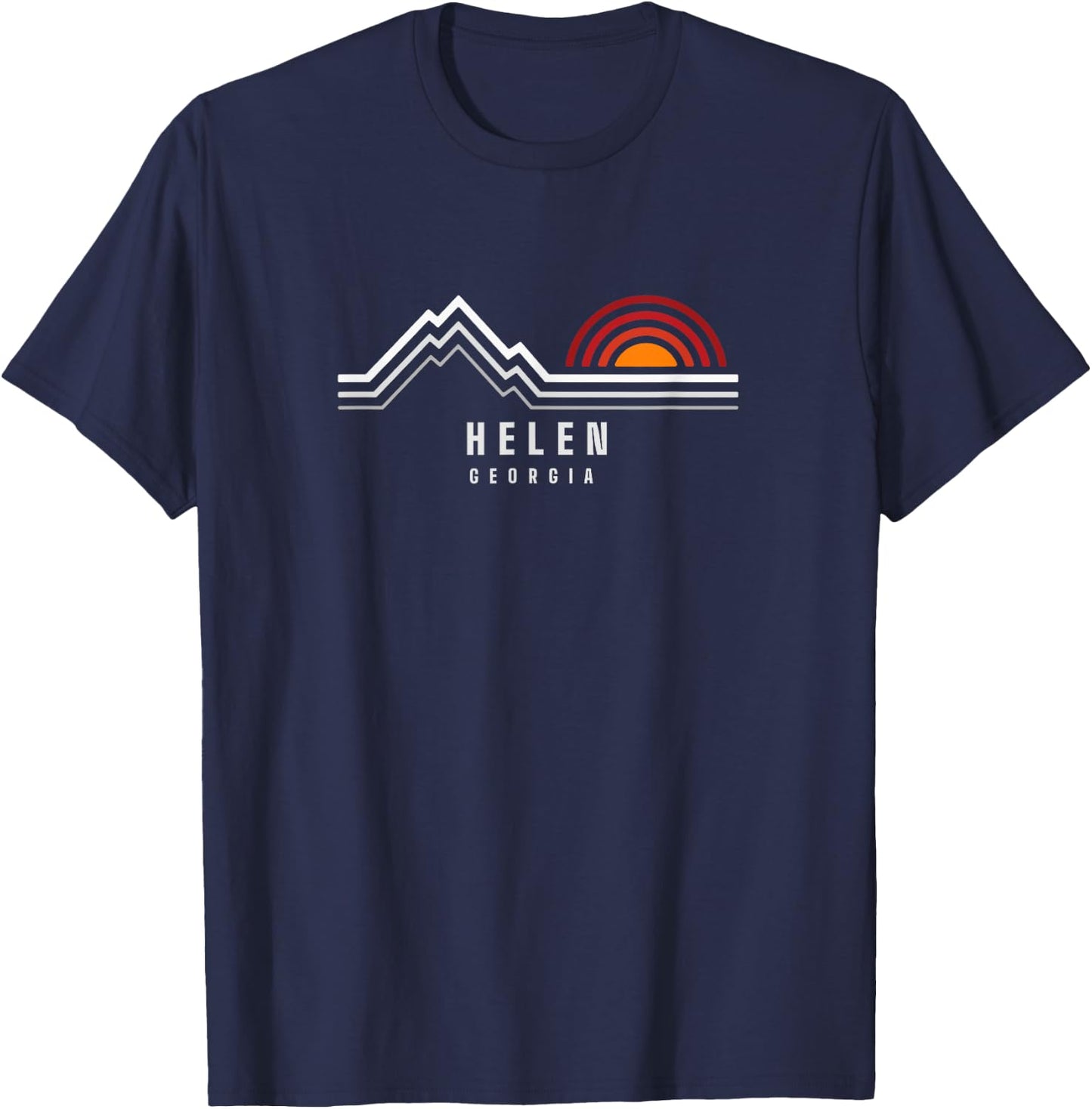 Helen Ga mountains Women's Mountain Sunset Graphic , Black, Small, Short Sleeve, , Classic Fit T-Shirt - T-Shirt | Navy