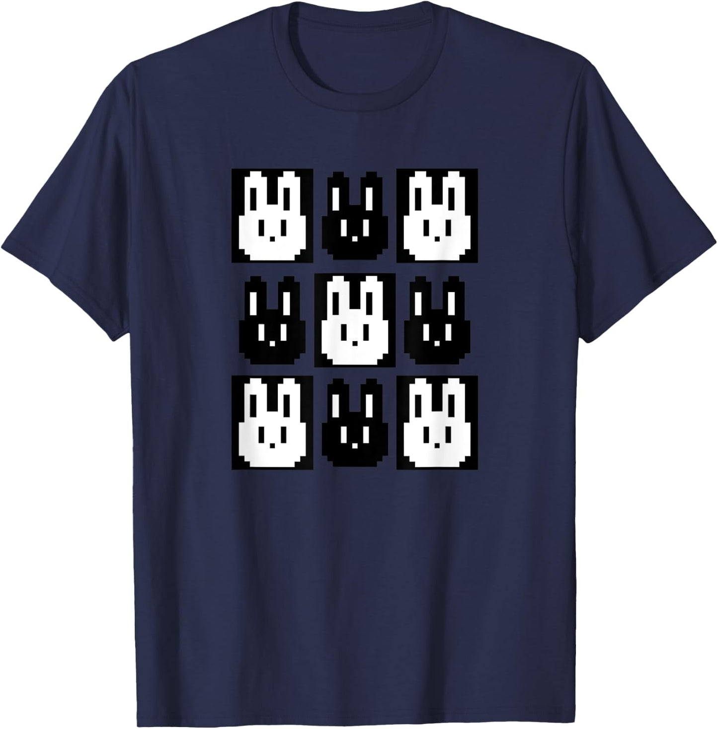 Pixel rabbit retro gaming fun T-Shirt - T-Shirt | Navy