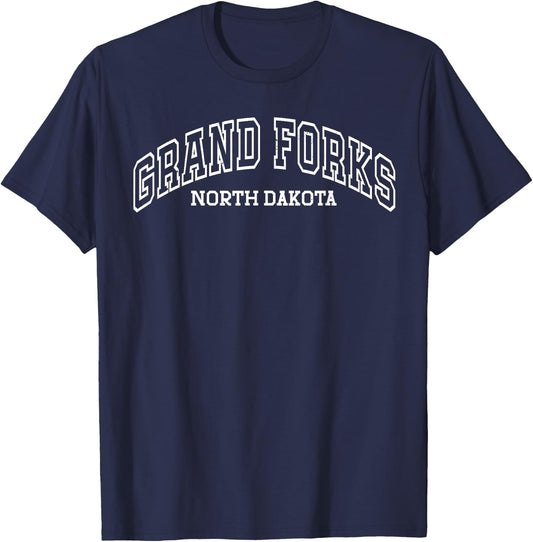 Grand Forks North Dakota ND Vintage Classic Athletic T-Shirt - T-Shirt | Navy