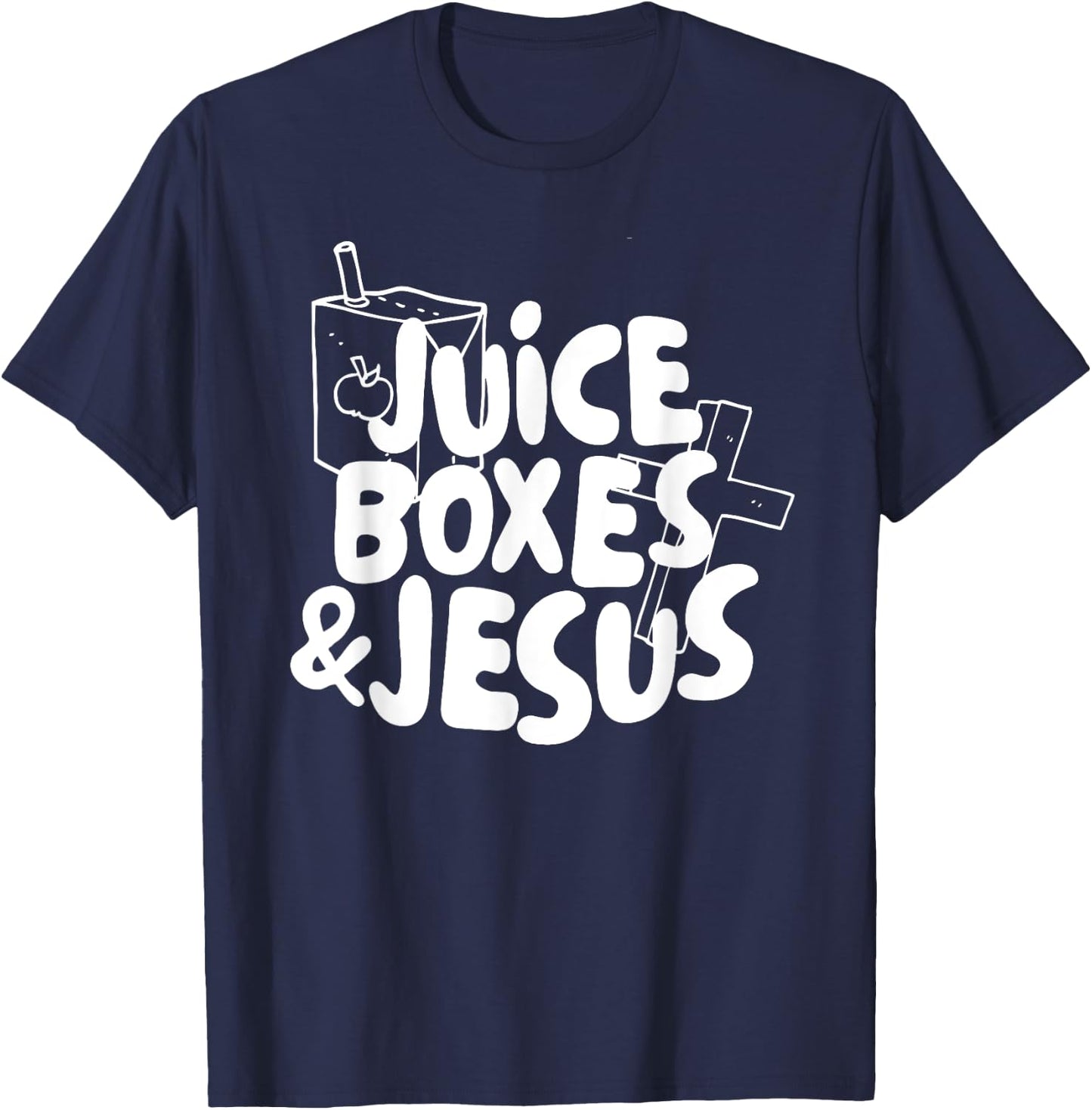 Juice Boxes and Jesus, Kids Religious T-Shirt - T-Shirt | Navy