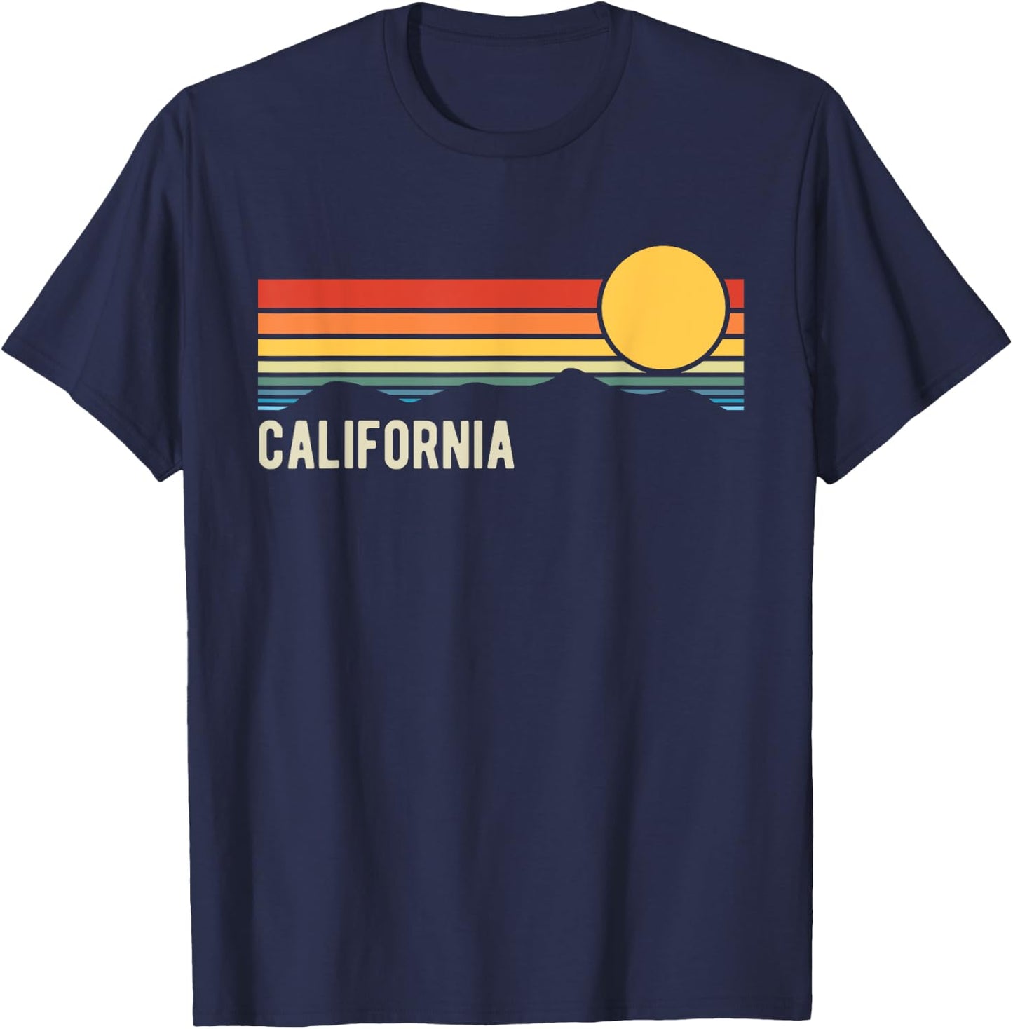California USA Retro Sunset Style Design T-Shirt - T-Shirt | Navy
