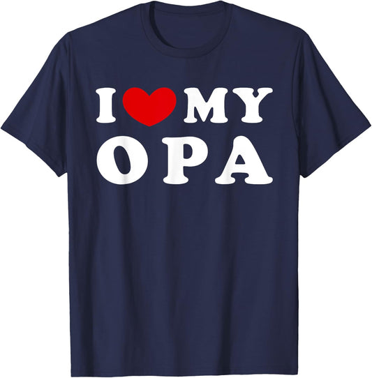 I Love My Opa, I Heart My Opa T-Shirt - T-Shirt | Navy