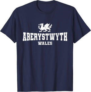 Aberystwyth Wales Welsh Dragon Flag Cymru T-Shirt - T-Shirt | Navy