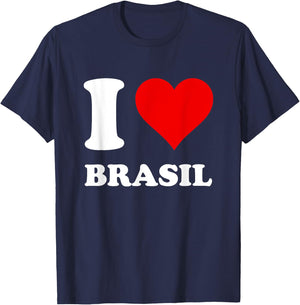Red Heart I Love Brazil T-Shirt - T-Shirt | Navy