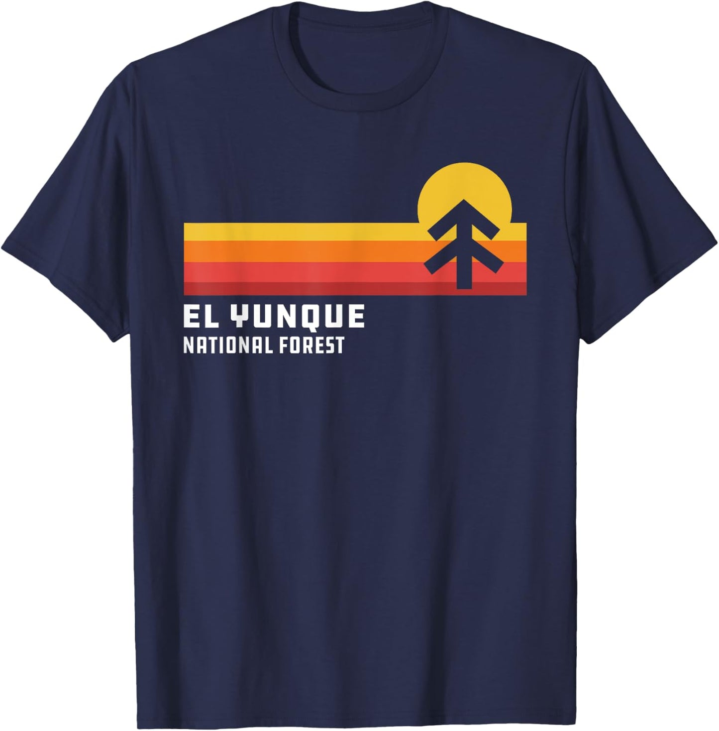 El Yunque National Forest Puerto Rico Retro Style Stripes T-Shirt - T-Shirt | Navy