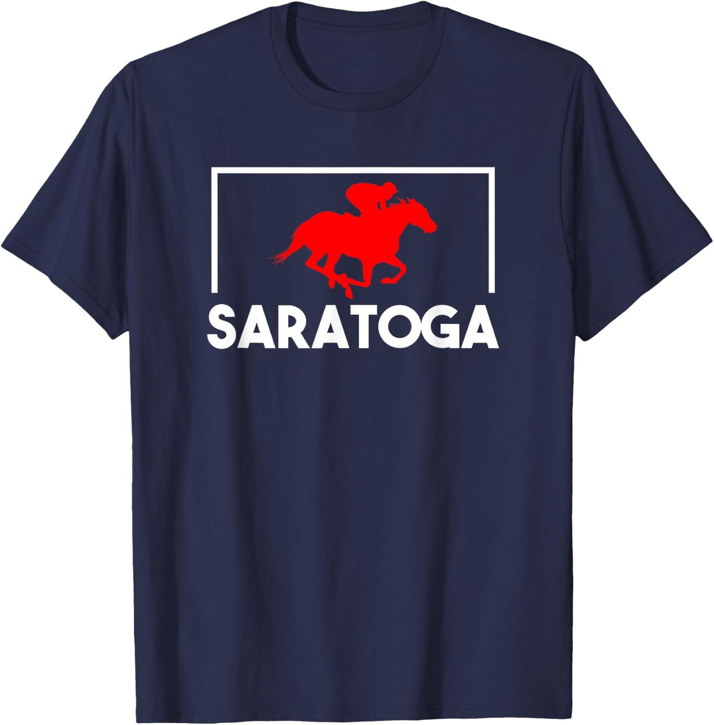 Saratoga Springs Upstate New York Horse Racing Jockey T-Shirt - T-Shirt | Navy