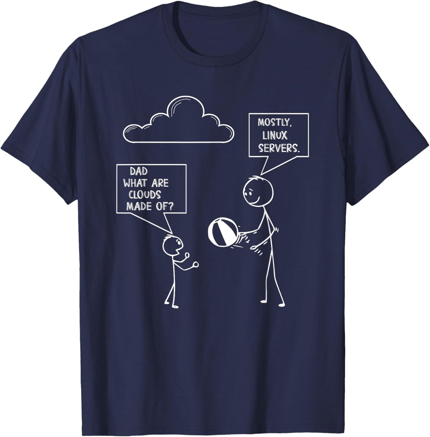 Funny programmer coder joke clouds made of linux servers T-Shirt - T-Shirt | Navy
