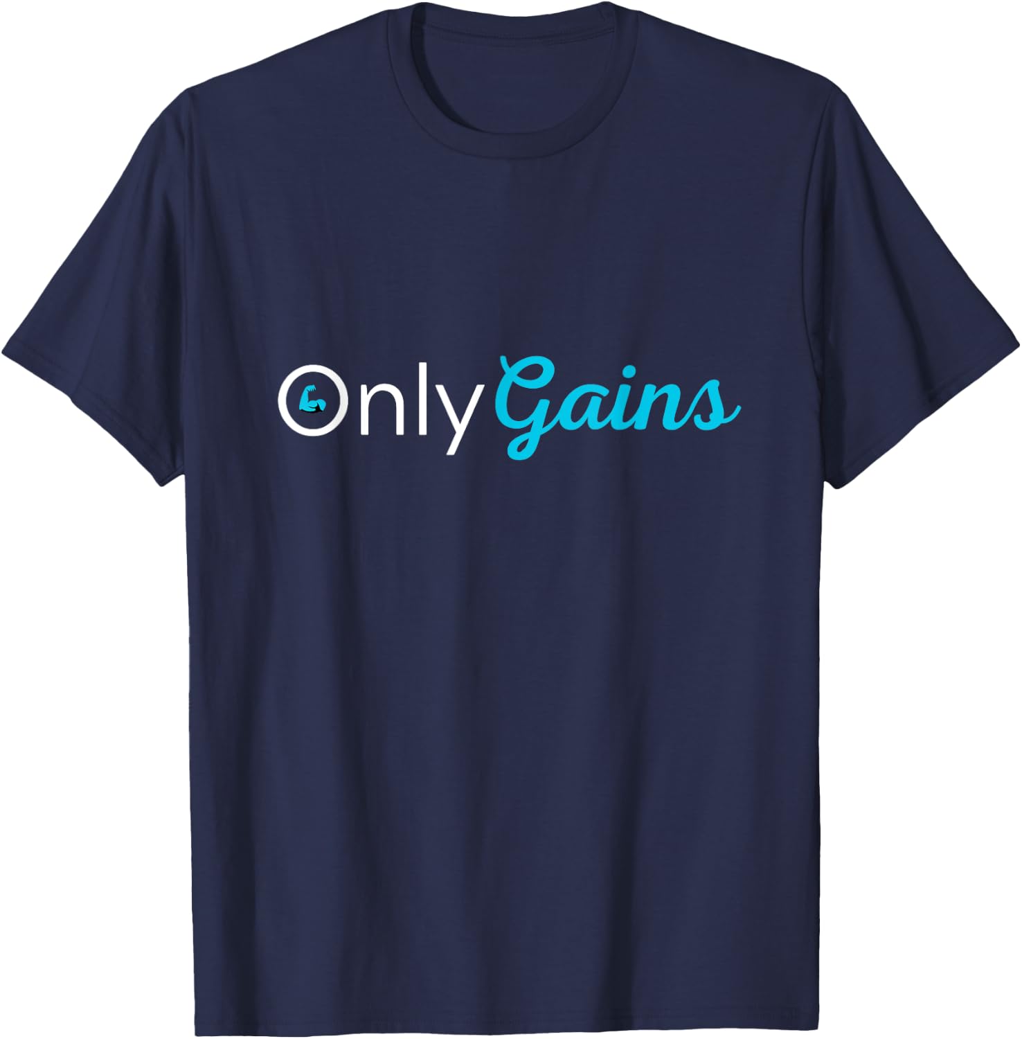 Only Gains, Funny Gym Workout Bodybuilding Weightlifting T-Shirt - T-Shirt | Navy
