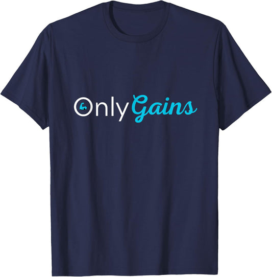 Only Gains, Funny Gym Workout Bodybuilding Weightlifting T-Shirt - T-Shirt | Navy