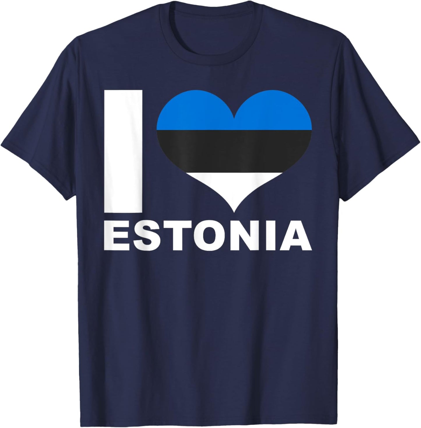I Love Estonia - Heart Flag Estonia T-Shirt - T-Shirt | Navy