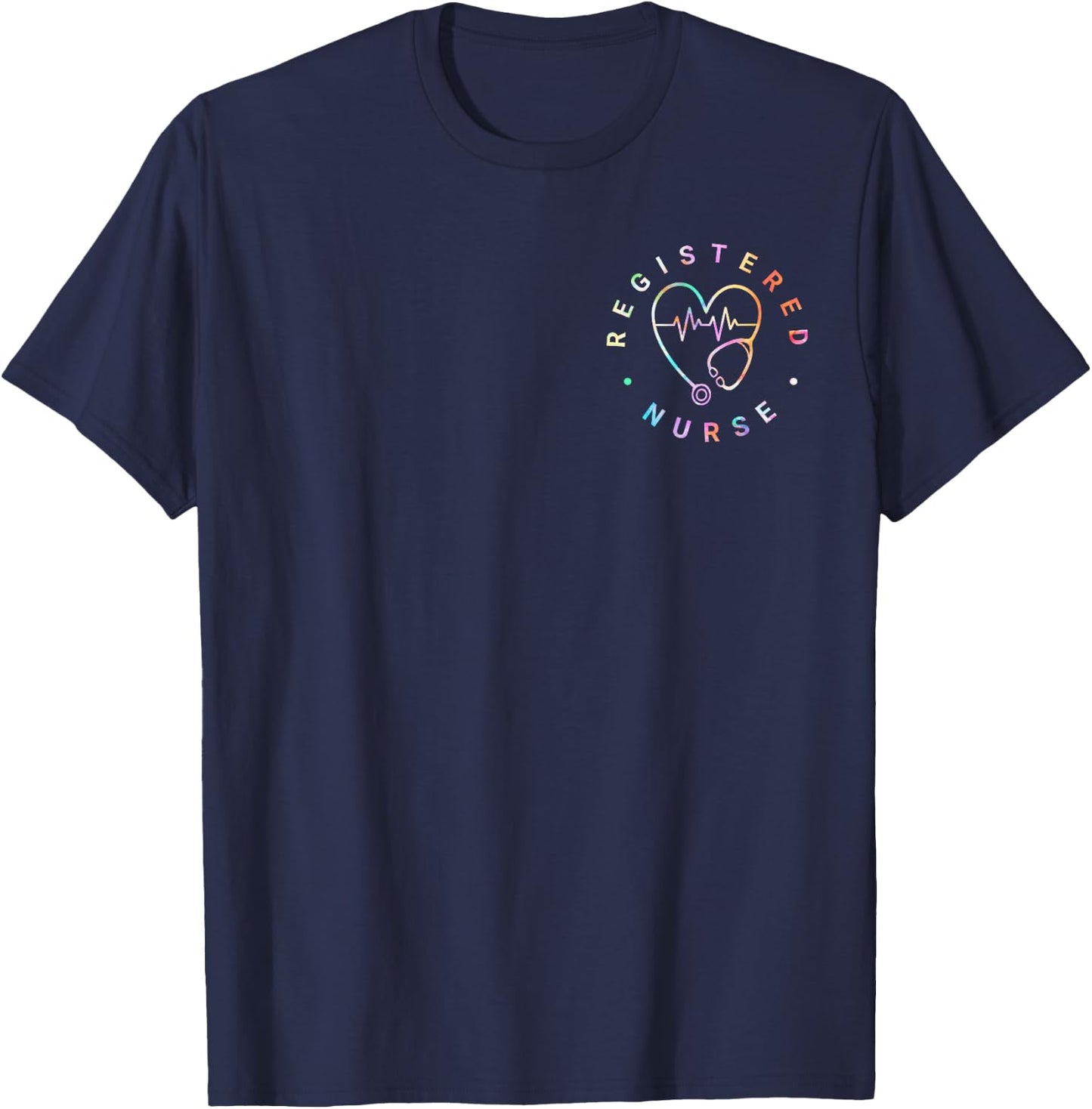 Registered Nurse Heart Beat Tie Dye RN Nursing T-Shirt - T-Shirt | Navy