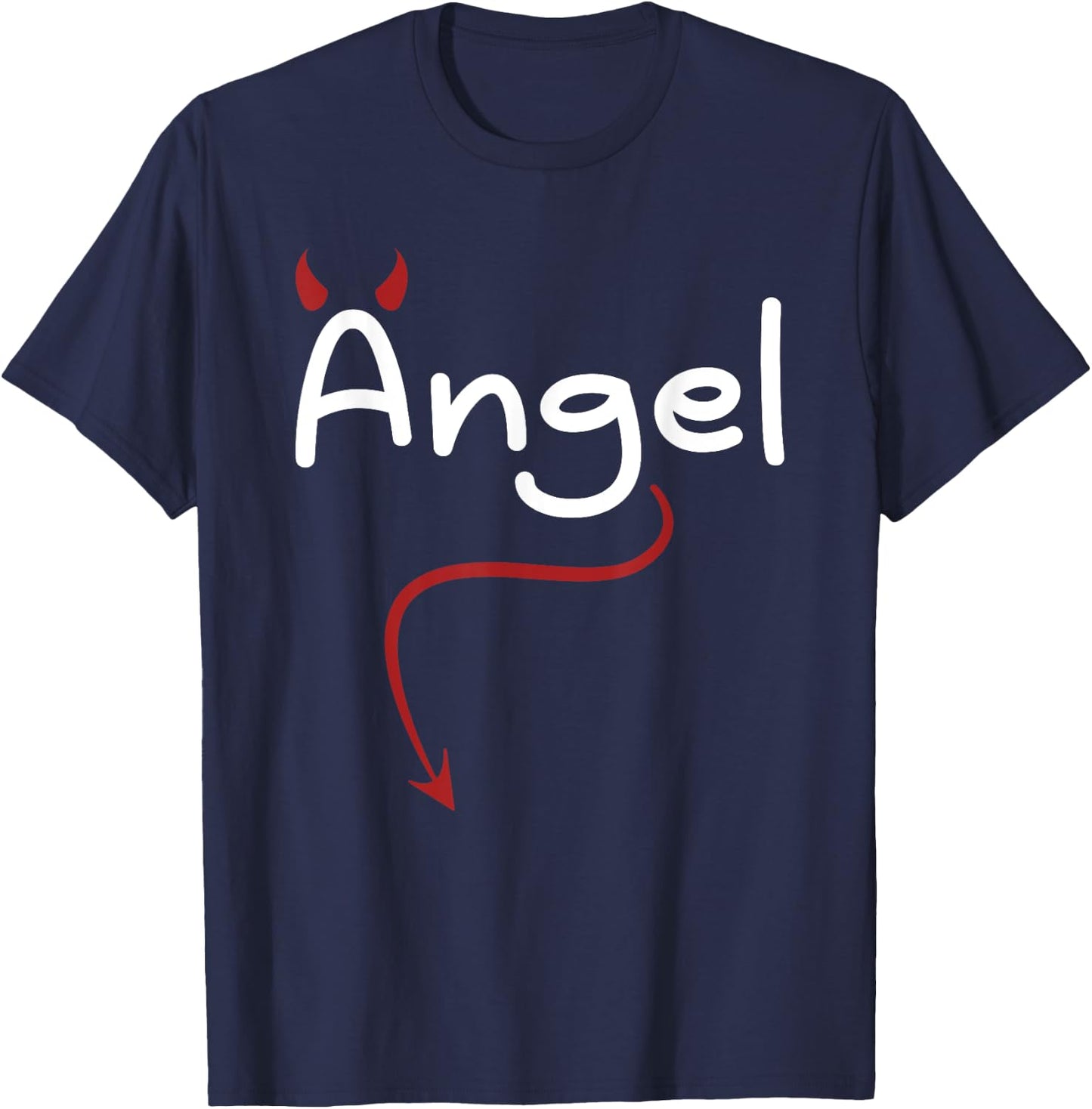 Carnival Costume Devil Angel Couple Love Funny Angel T-Shirt - T-Shirt | Navy
