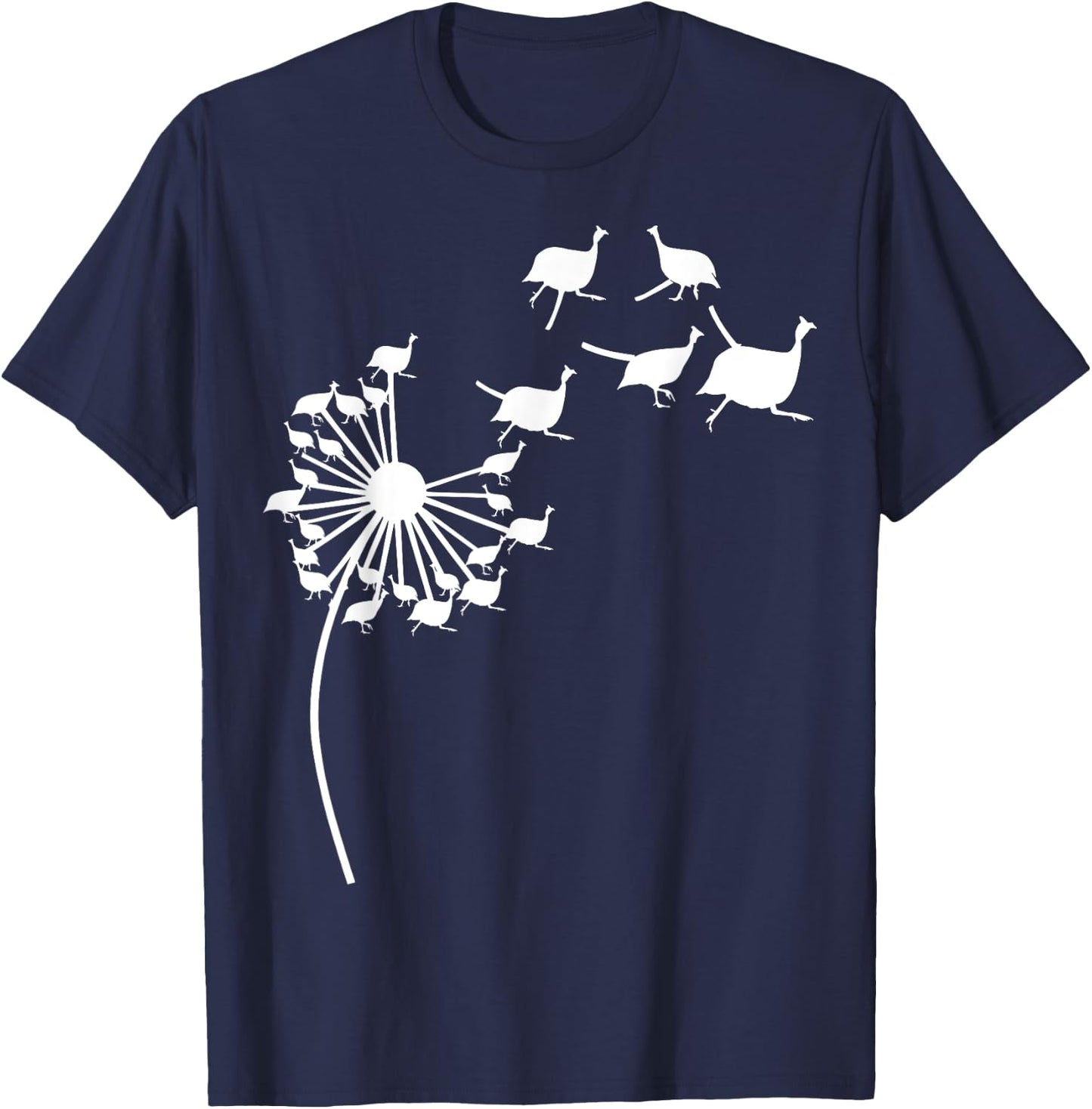 Dandelion Guinea fowl Flower, Floral Guinea fowl Tree T-Shirt - T-Shirt | Navy