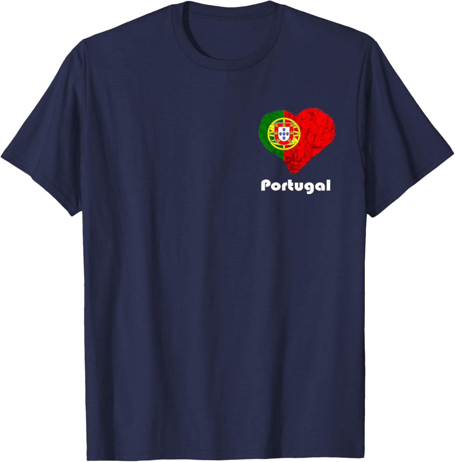 Cool Portugal Flag Portugese Portugal Heart Portuguese Flag - Black, Small, -Adults, Short Sleeve, Regular Fit, Cotton 60%, Polyester 40% T-Shirt - T-Shirt | Navy