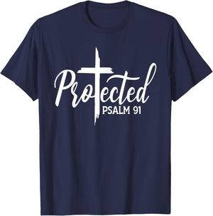 Protected Psalm 91 Bible Verse Jesus Religious Christian T-Shirt - T-Shirt | Navy