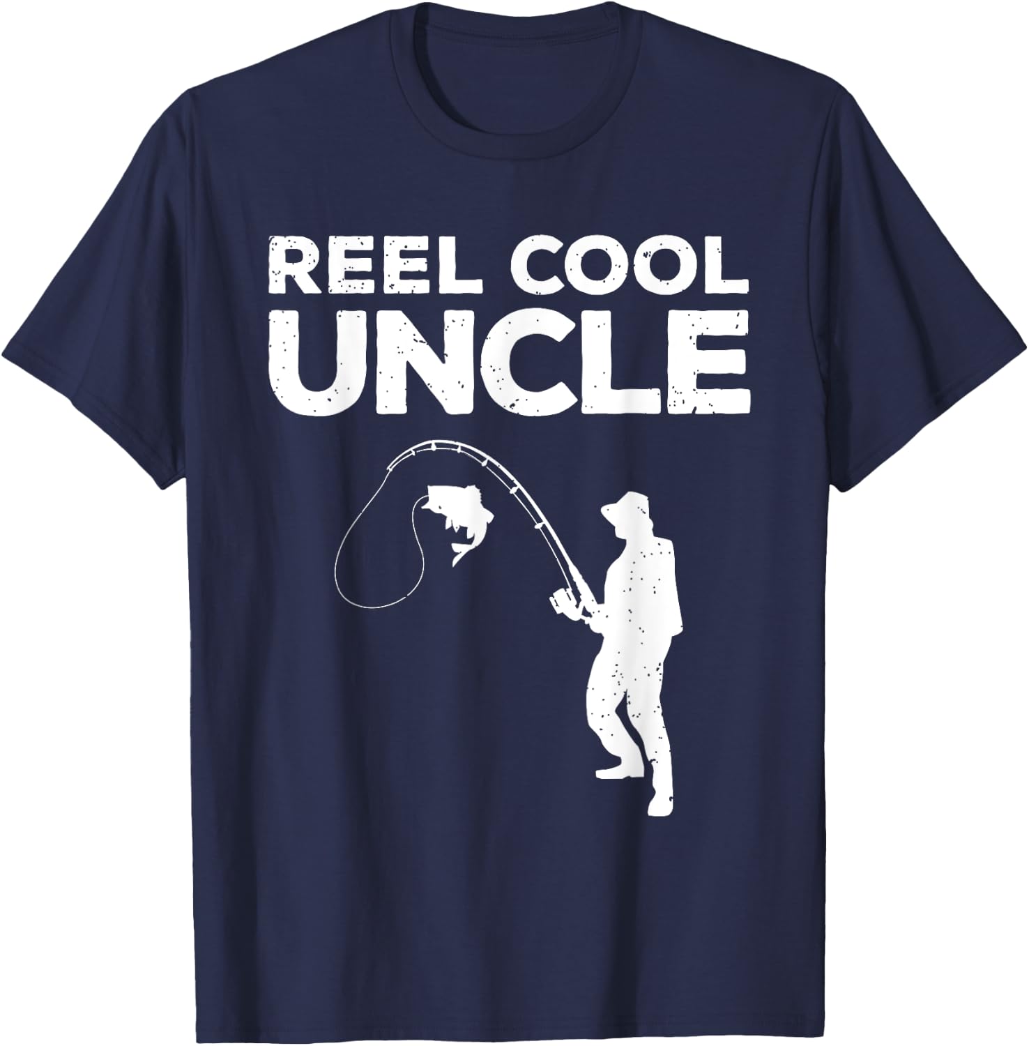Funny First Time Uncle Design Reel Fishing Lover T-Shirt - T-Shirt | Navy