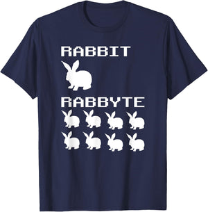 Rabbit & Rabbyte Computer Coding Nerds Jokes Programmer T-Shirt - T-Shirt | Navy