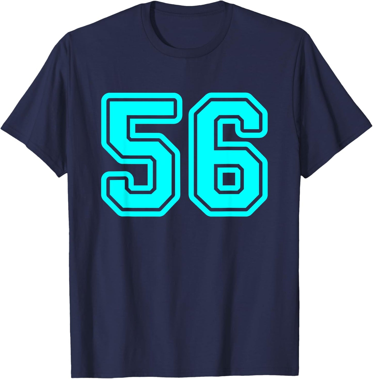 Number #56 Cyan Sport Number 56 T-Shirt - T-Shirt | Navy