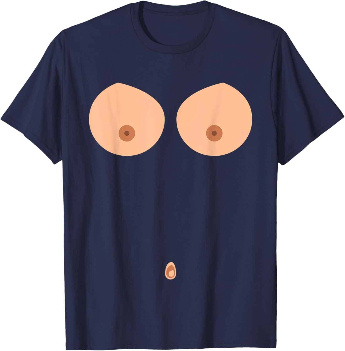 Breast Nipple Belly Button Titten Breasts Funny Costume T-Shirt - T-Shirt | Navy