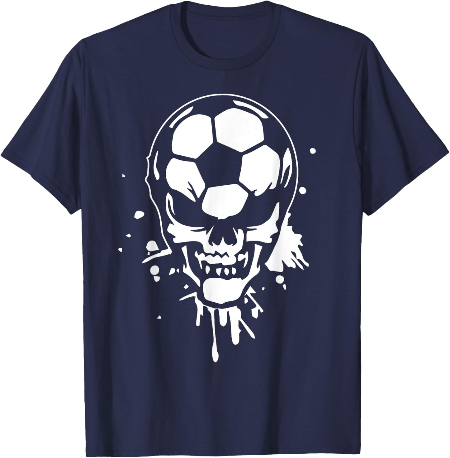Soccer Skeleton Funny Player Halloween Skull Hallows' Day T-Shirt - T-Shirt | Navy