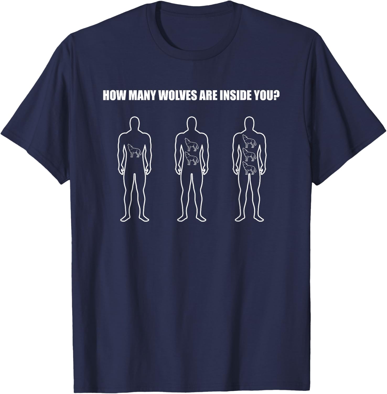 How Many Wolves Are Inside You T-Shirt - T-Shirt | Navy