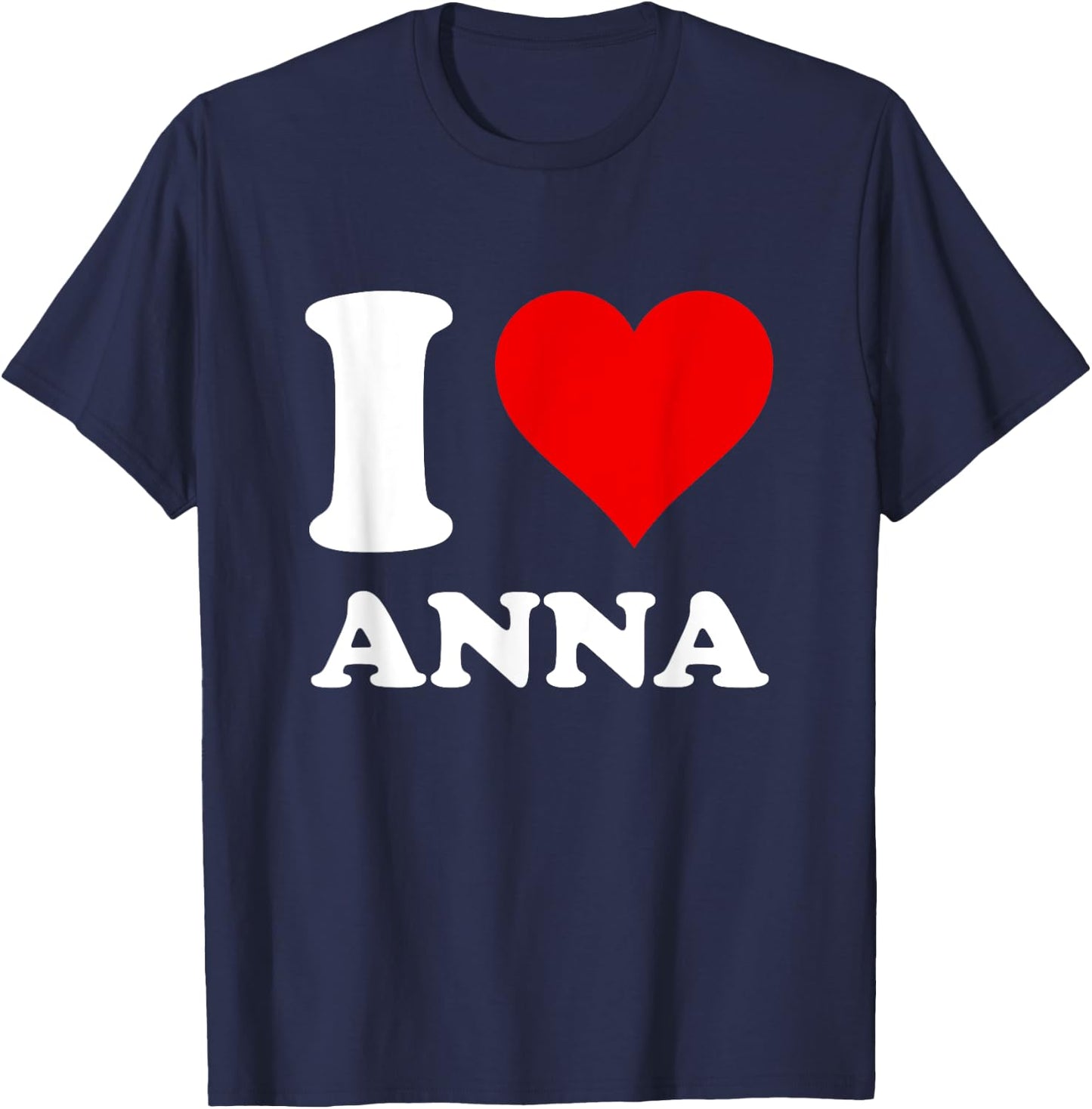 I Heart Anna Women's Love Theme Heart Pattern Vacation , Black, Small T-Shirt - T-Shirt | Navy