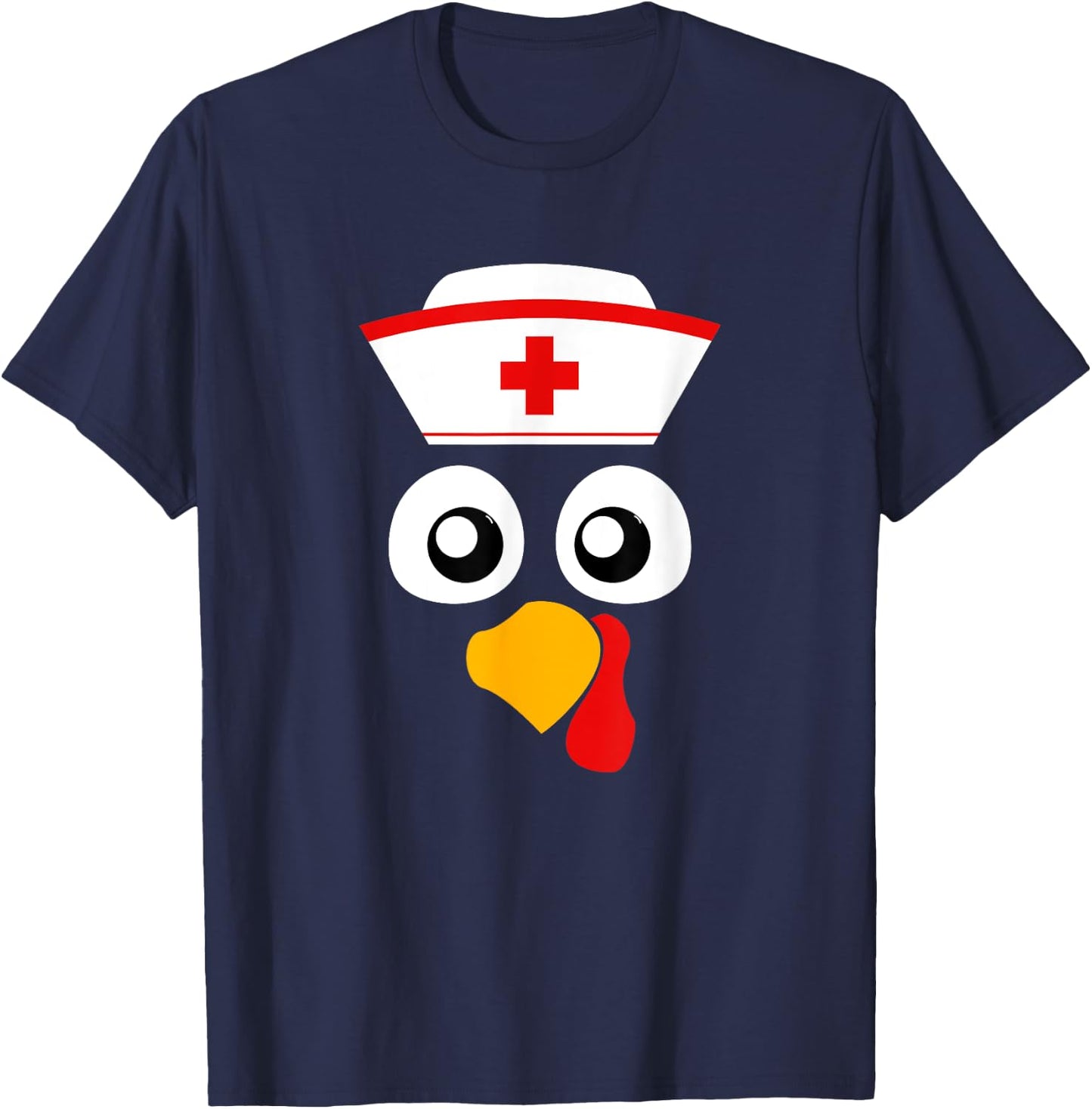 Cute Nurse Turkey Face, Nurses Cap for Thanksgiving party T-Shirt - T-Shirt | Navy